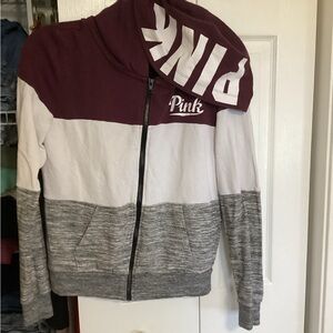 Victoria's Secret PINK Maroon & Black Zip Hoodie
